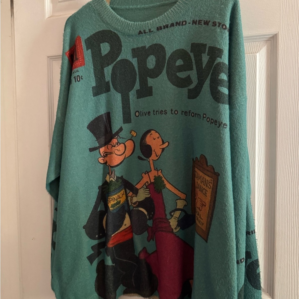 SHEIN Teal Popeye Graphic Sweater